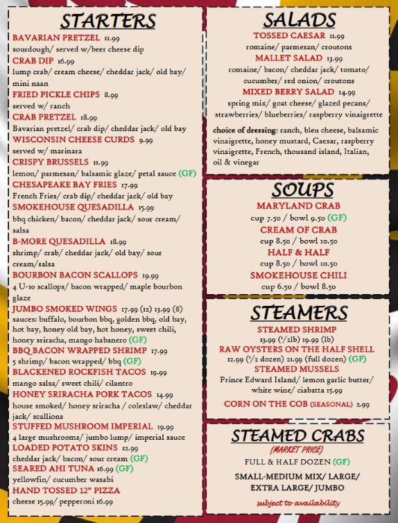 Maryland Mallet Menu