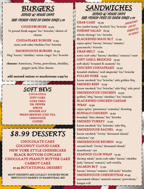 Maryland Mallet Menu